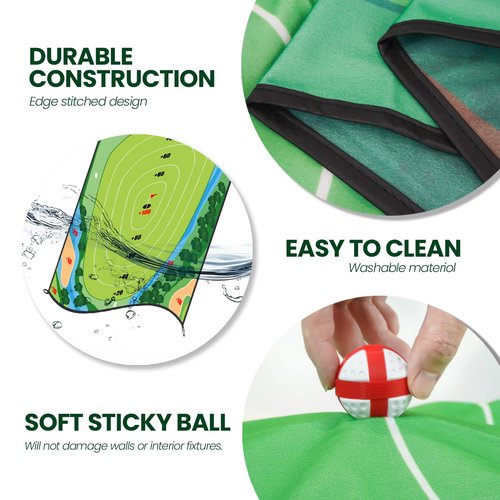 Golf Chipping Game Mat Double Sided,40 pcs Golf Game Set with 6×5 FT Golf Practice Mat,Outdoor Indoor Hitting Games for Adults & Kids,Home Backyard Garage Game, for Family Gatherings