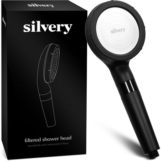 Silvery High Pressure Filtered Shower Head - Dermatologist-Approved Clean Water with Silvery Technology™ Filter - Showerhead Removes Impurities for Healthier Skin, Hair, Scalp (Handheld Showerhead)