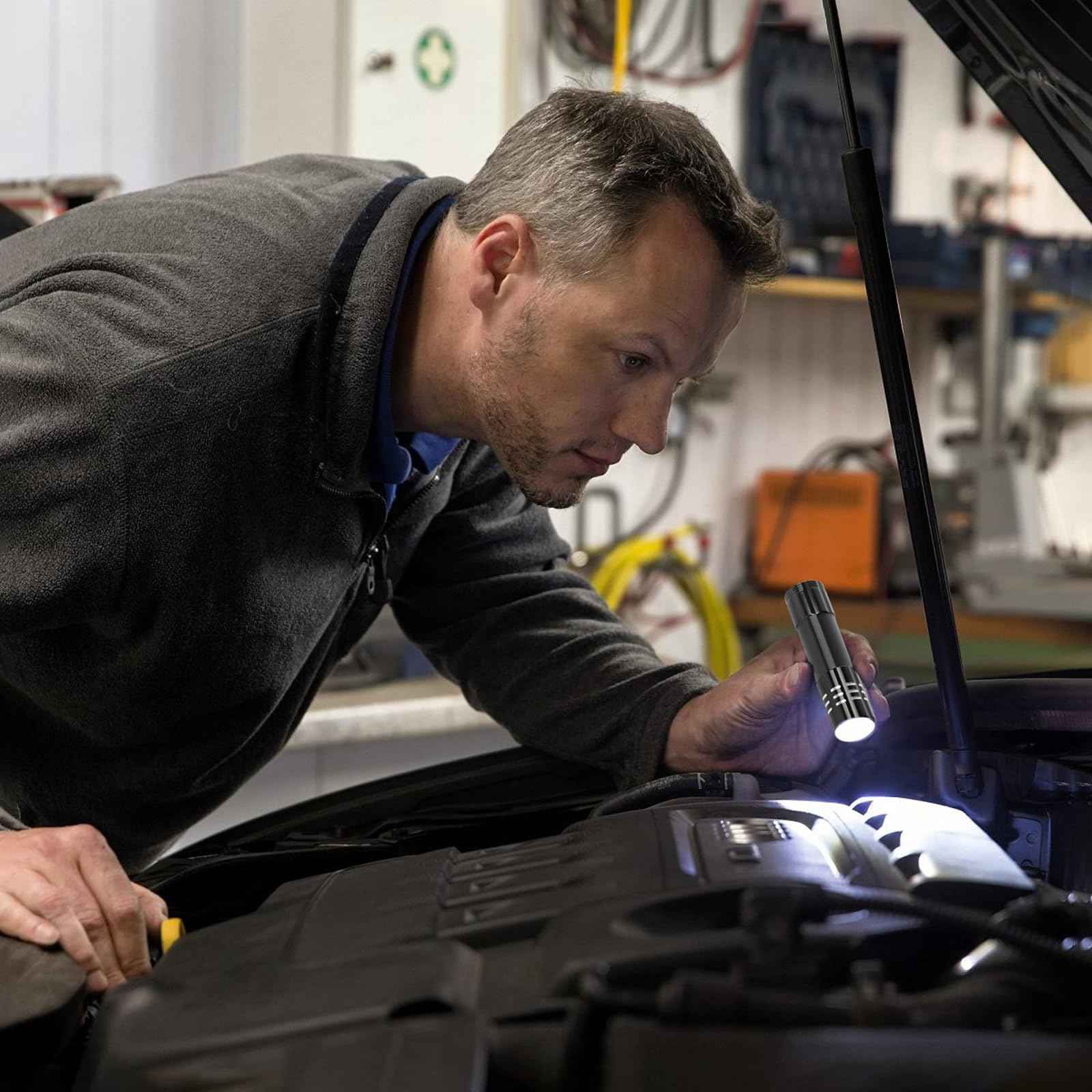 12 Pack LED Aluminum Small Rechargeable Flashlights Bulk, Powered by Built-in Rechargeable Battery with Type-C USB Cable, Slim Mini Handheld Light for Everyday Carry, Hurricane Supplies, Camping