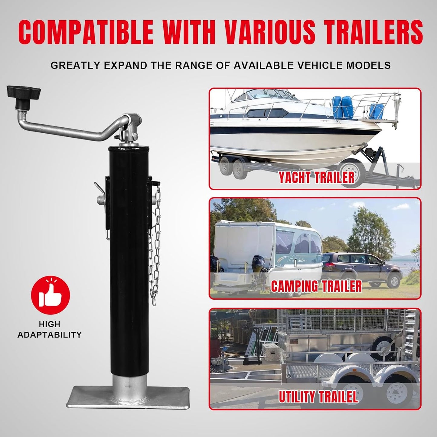 Big RED 2000 Lbs Capacity Weld-On Pipe Mount Swivel Trailer Jack - Durable & Reliable Performance