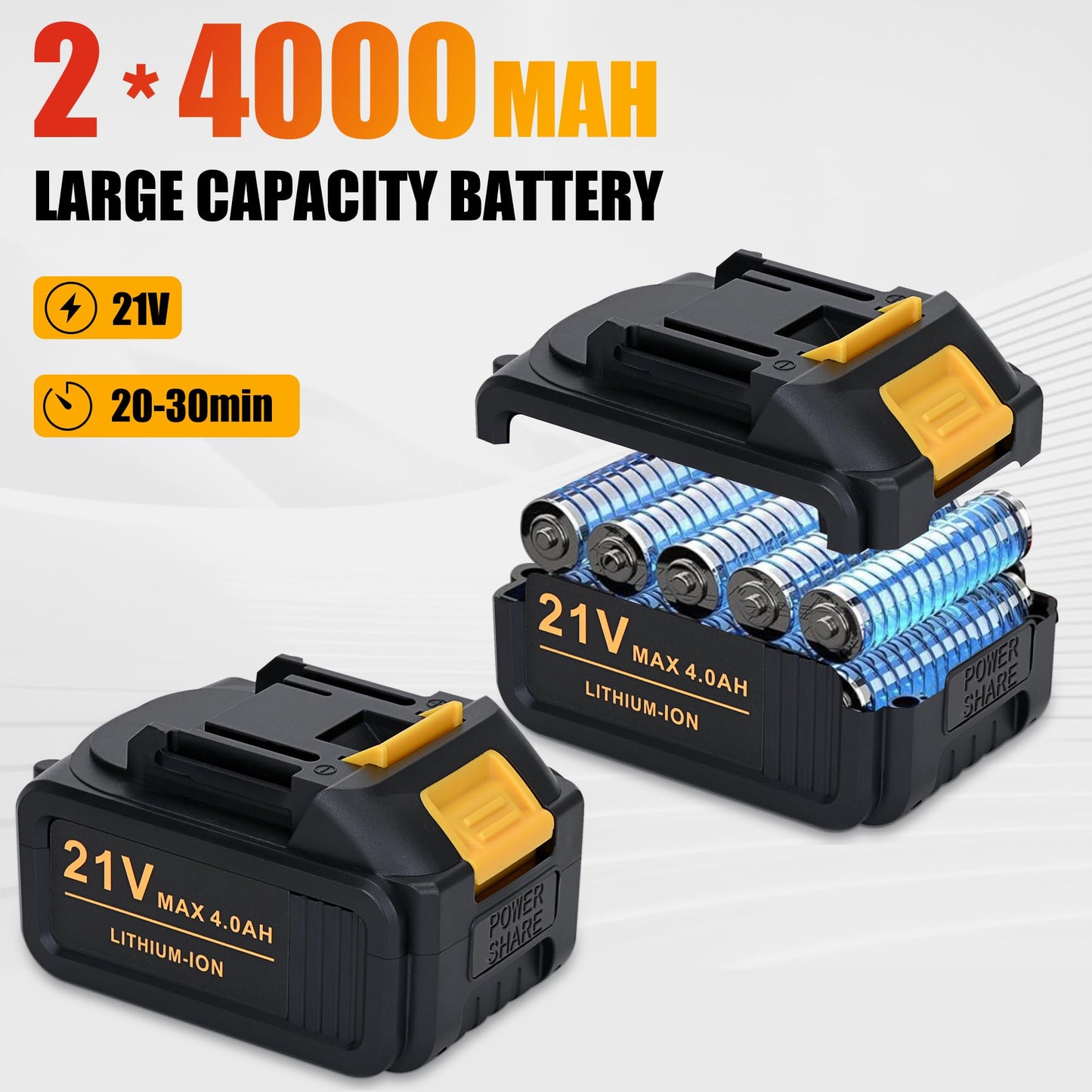 Paint Sprayer with Battery and Charge, 2 X 4.0mah 21v Battery,Cordless Paint Sprayer with 1000ml Large Container, 1.0mm & 2.5mm Nozzles,Electric Spray Paint Gun for House Painting Furniture