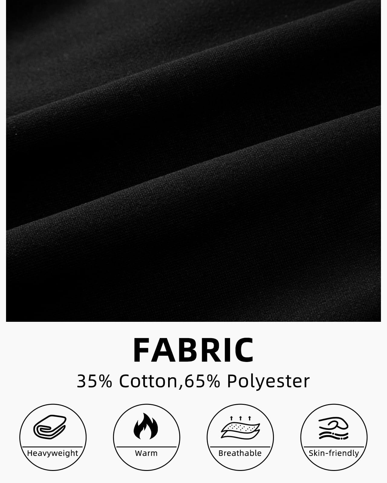 PIDOGYM Mens Fleece Cargo Sweatpants Heavyweight Tapered Joggers Athletic for Men Workout Running with Pockets Black