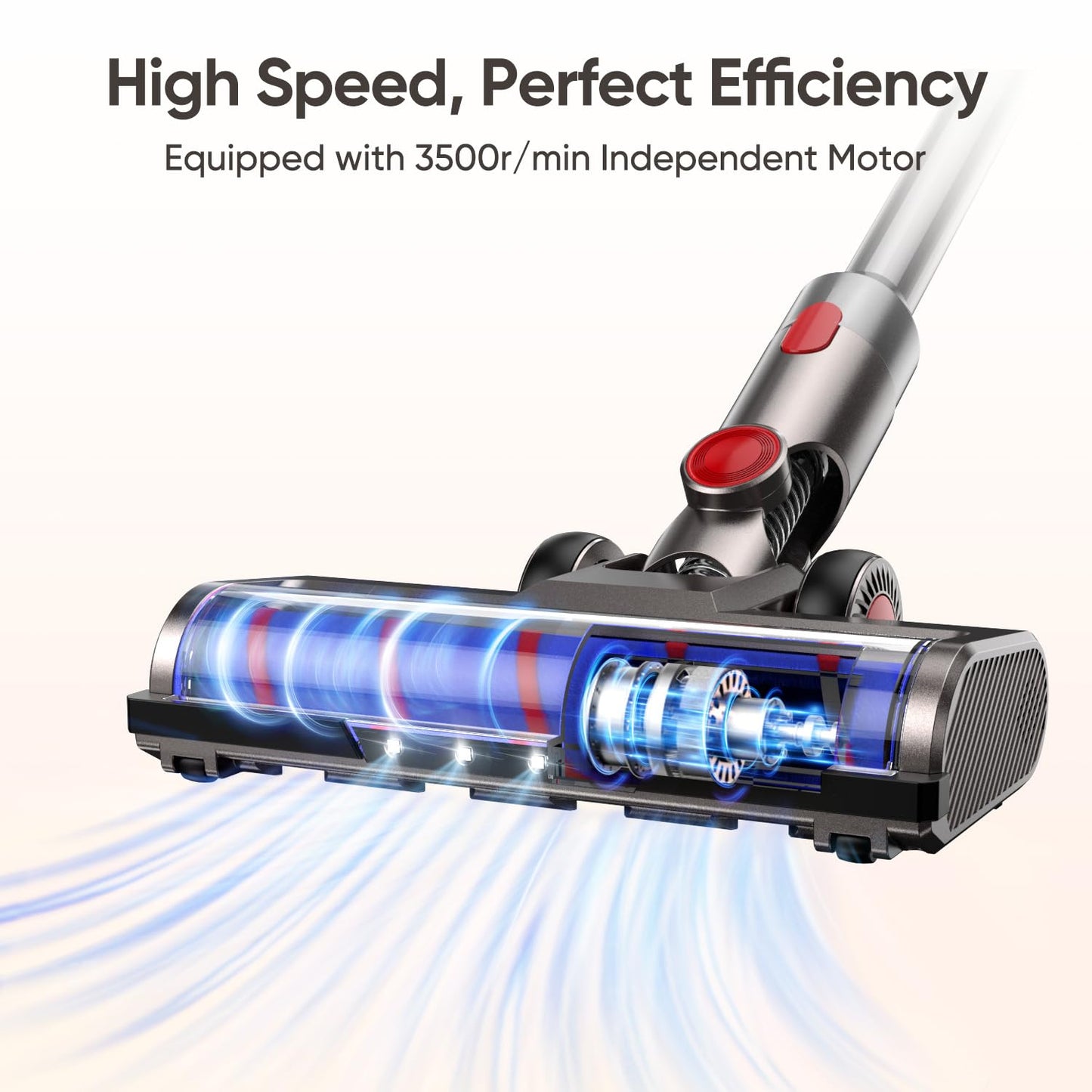 FLYLINKTECH Motorhead Vacuum Attachment for V7 V8 V10 V11 V15 SV10 SV11 SV12 SV14 Cleaners with LED Headlights,V Shape Turbo Bristle Roller Brush Head Replacement Parts for Hardwood Floor Carpets