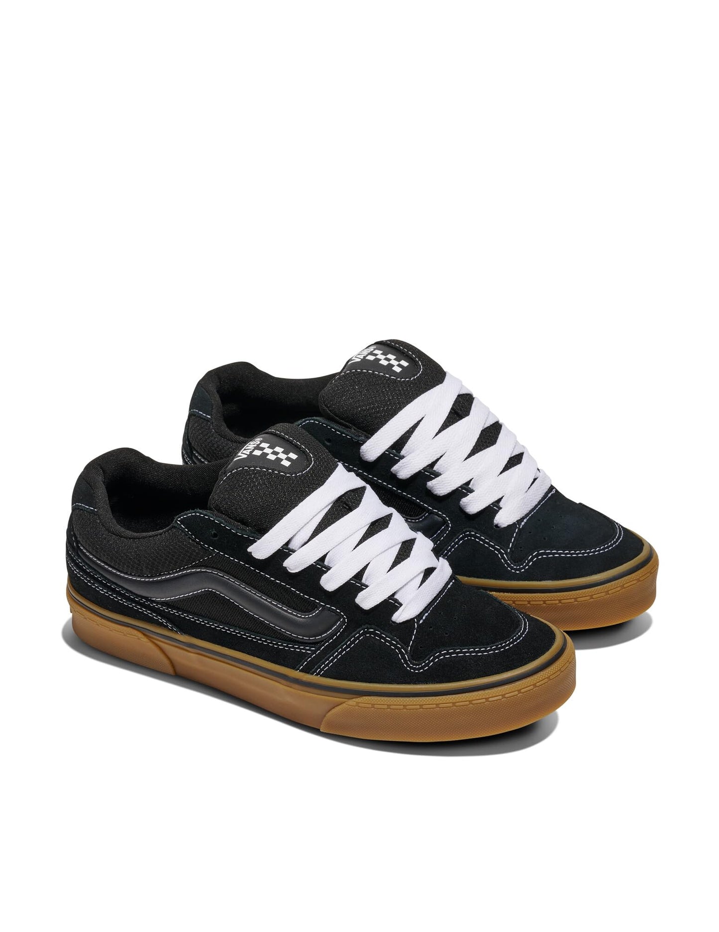 Vans Men's Caldrone Shoe - Chunky Low-Top Fashion Sneakers, Retro Inspired. Suede Mesh Black/Gum. 11