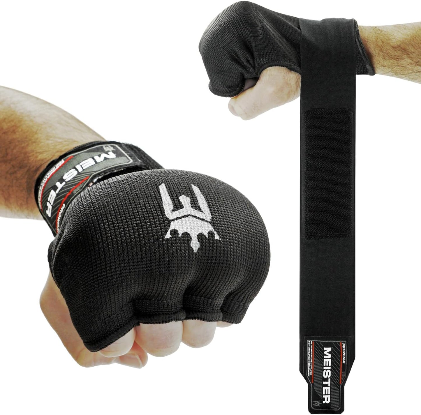 Meister Padded ProWraps | Inner Hand Wrap Gloves for Enhanced Protection - Black (Pair)