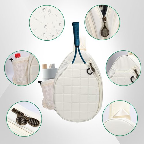 GOTOTOP Tennis Racket Bag, Crossbody Sling Backpack for Tennis Racket Pickleball Paddles Badminton Racquet, Water Resistant Shoulder Bag for Men Women