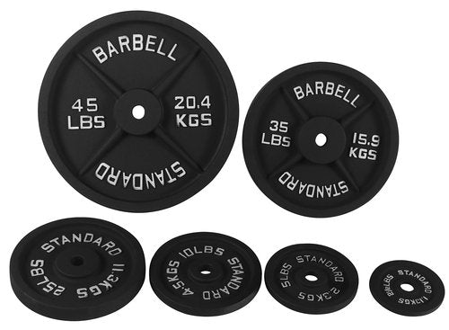 Fitvids Cast Iron Plate Weight Plate for Strength Training and Weightlifting, 1-Inch Center (Standard), 35LB (Set of 2)
