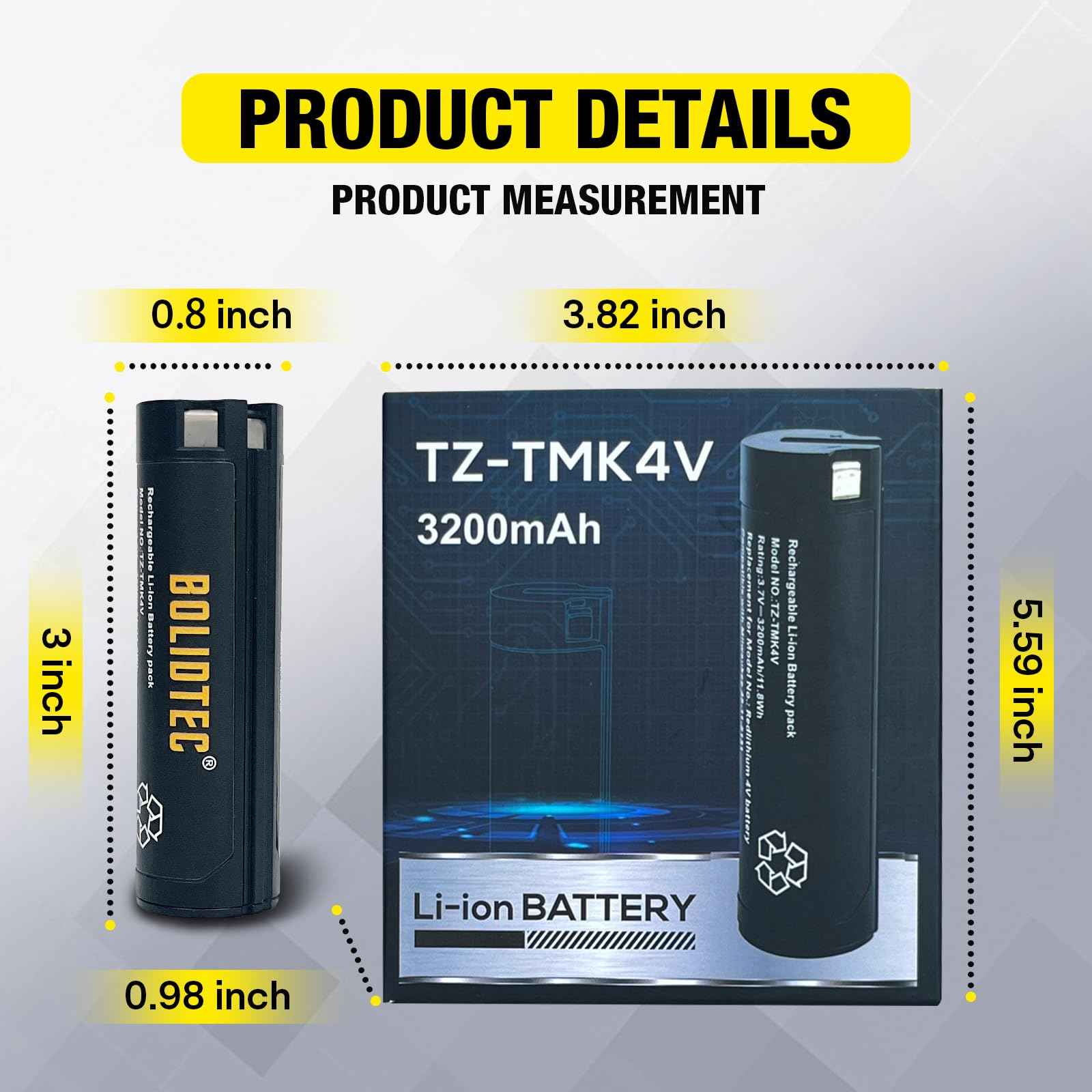 BolidTec 4V 3200mAh Replacement Battery Compatible with Milwaukee 4V USB Battery REDLITHIUM headlamp Flashlight and Other Milwaukee Tools 48-11-2131