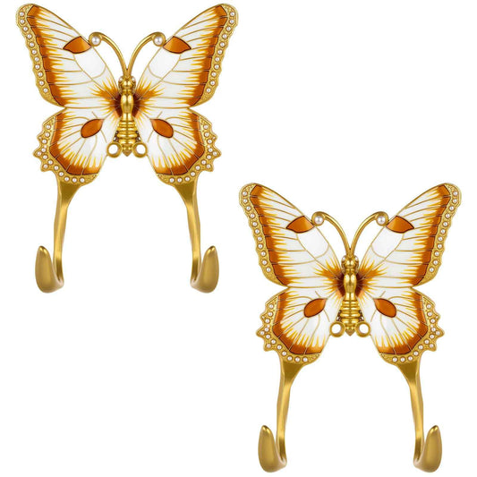 Weysat 2 Pcs Decorative Wall Hook Butterfly Wall Hooks Vintage Butterfly Key Holder Cute Key Holder for Cute Coat Coats Clothes Hats Towels Bathroom House Garden Office