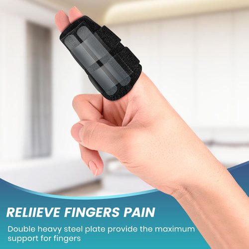 EDNYZAKRN 2 Pcs Trigger Finger Splint with 2 Metal Bars for double fingers, Finger Brace Finger Buddy, Immobilizer Support Strap for Arthritis, Tendonitis - Right Hand