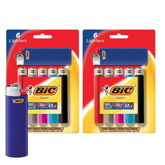 BIC Maxi Pocket Lighters, Reliable and Long-Lasting, Assorted Colors, 12-Pack (Colors May Vary)