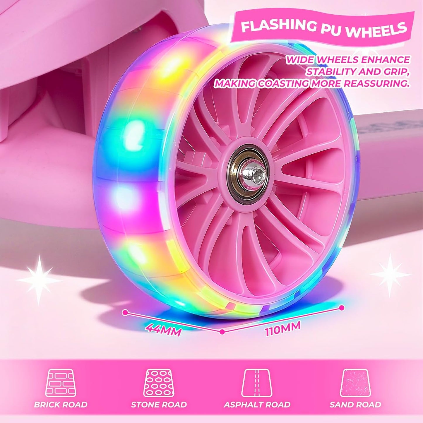 Nattork Kids Scooter - Light Up Wheels & Adjustable Height - Safe 3-Wheel Design for Ages 3-8, Supports Up to 110 LBS