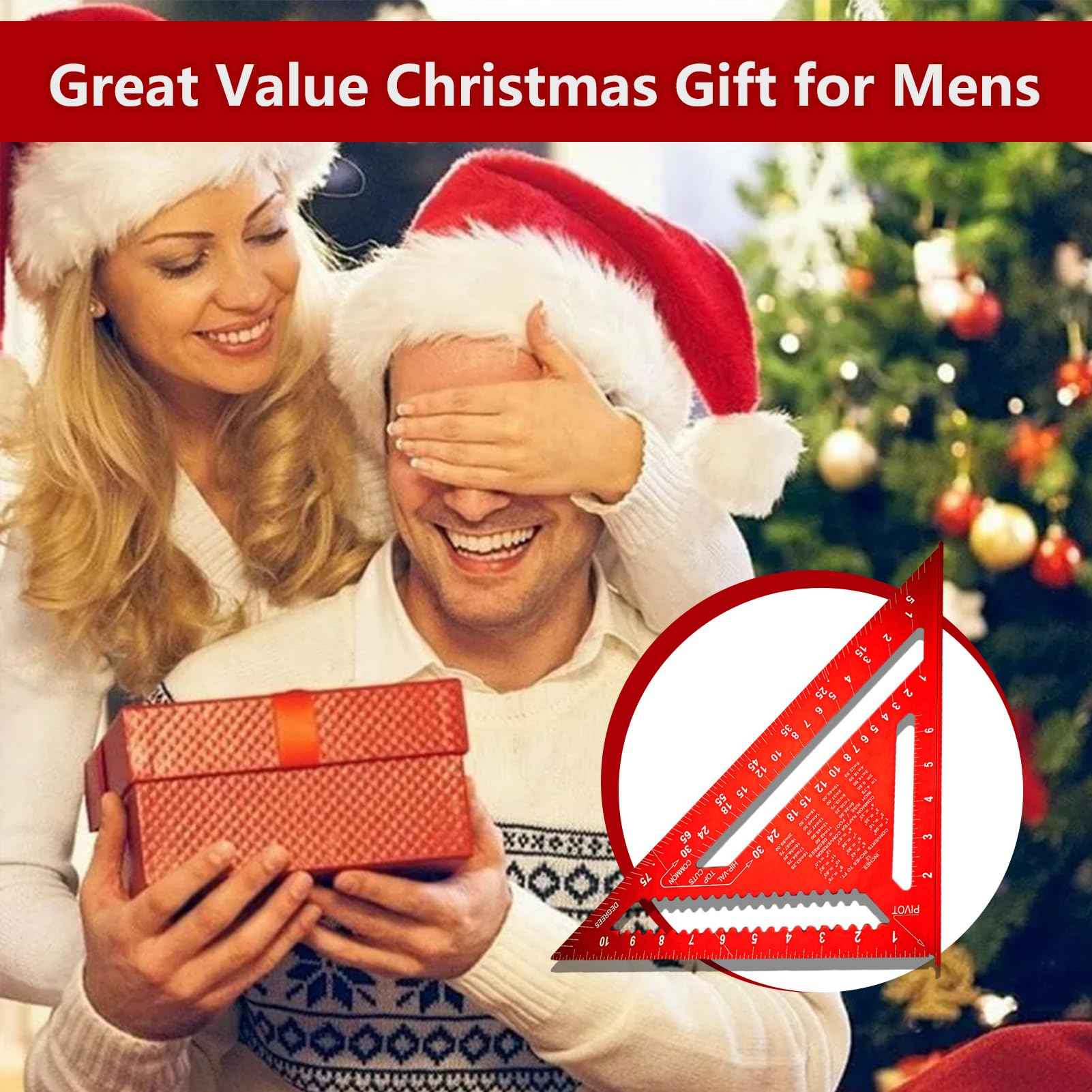 Carpenter Square 12 Inch, Aluminum Rafter Square Carpenter for Woodworking, Sturdy Angle Drawing Measuring Ruler, Layout Tool Alloy Triangle Ruler Protractor for Carpentry, Red