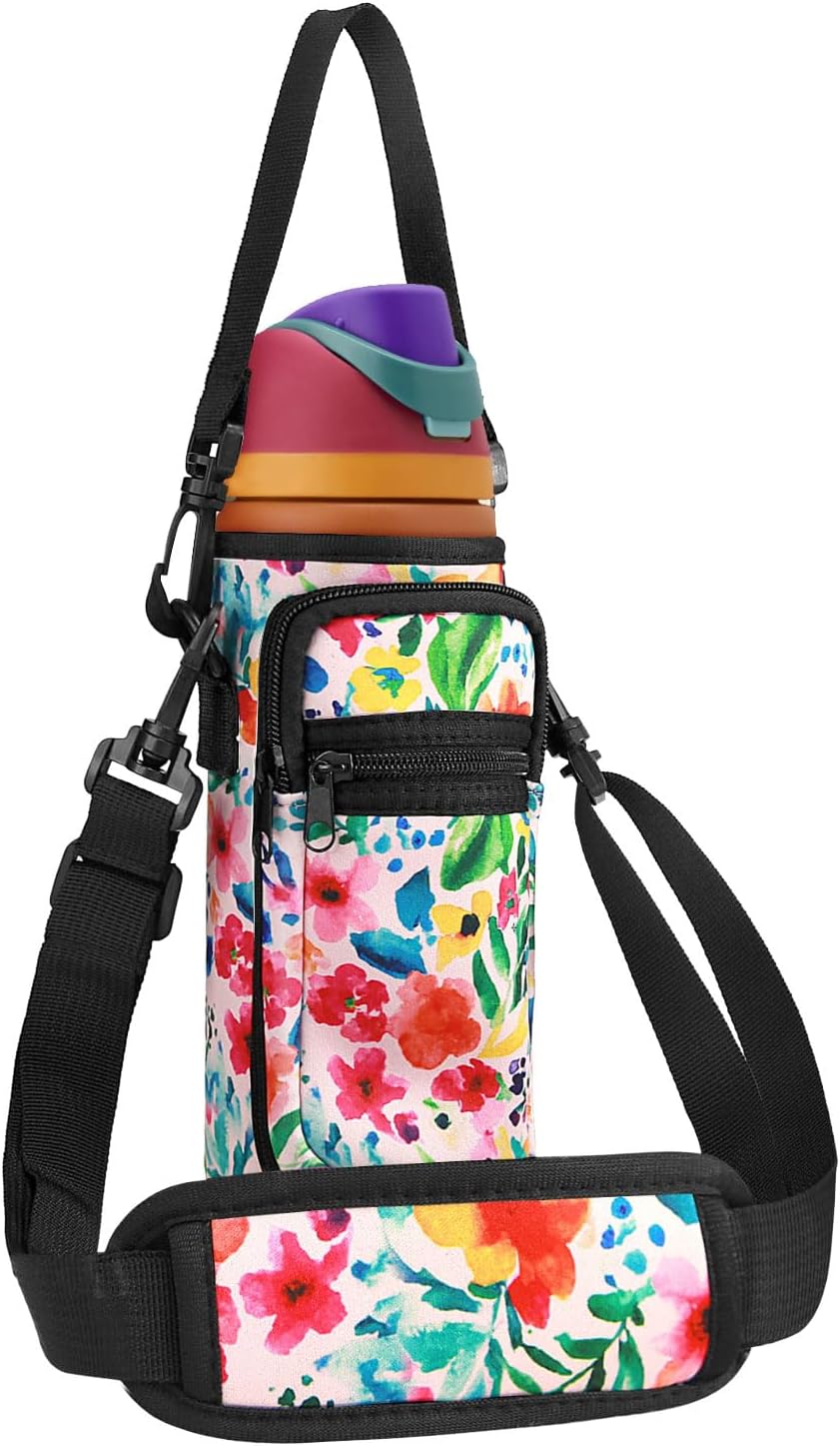 Owala | Neoprene Water Bottle Holder Bag - Adjustable Shoulder Strap & Cell Phone Pocket for 24 oz Bottles