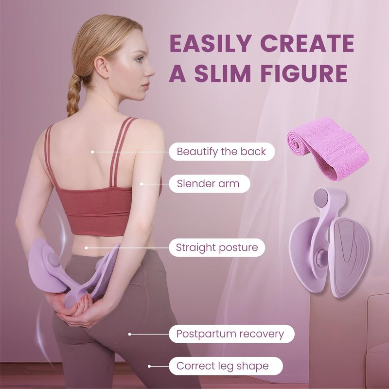 SUSHENJO Inner Thigh Exerciser Resistance Band Set, Pelvic Floor Kegel Trainer, Hip Leg Trainer for Postpartum Recovery Home Gym Equipment