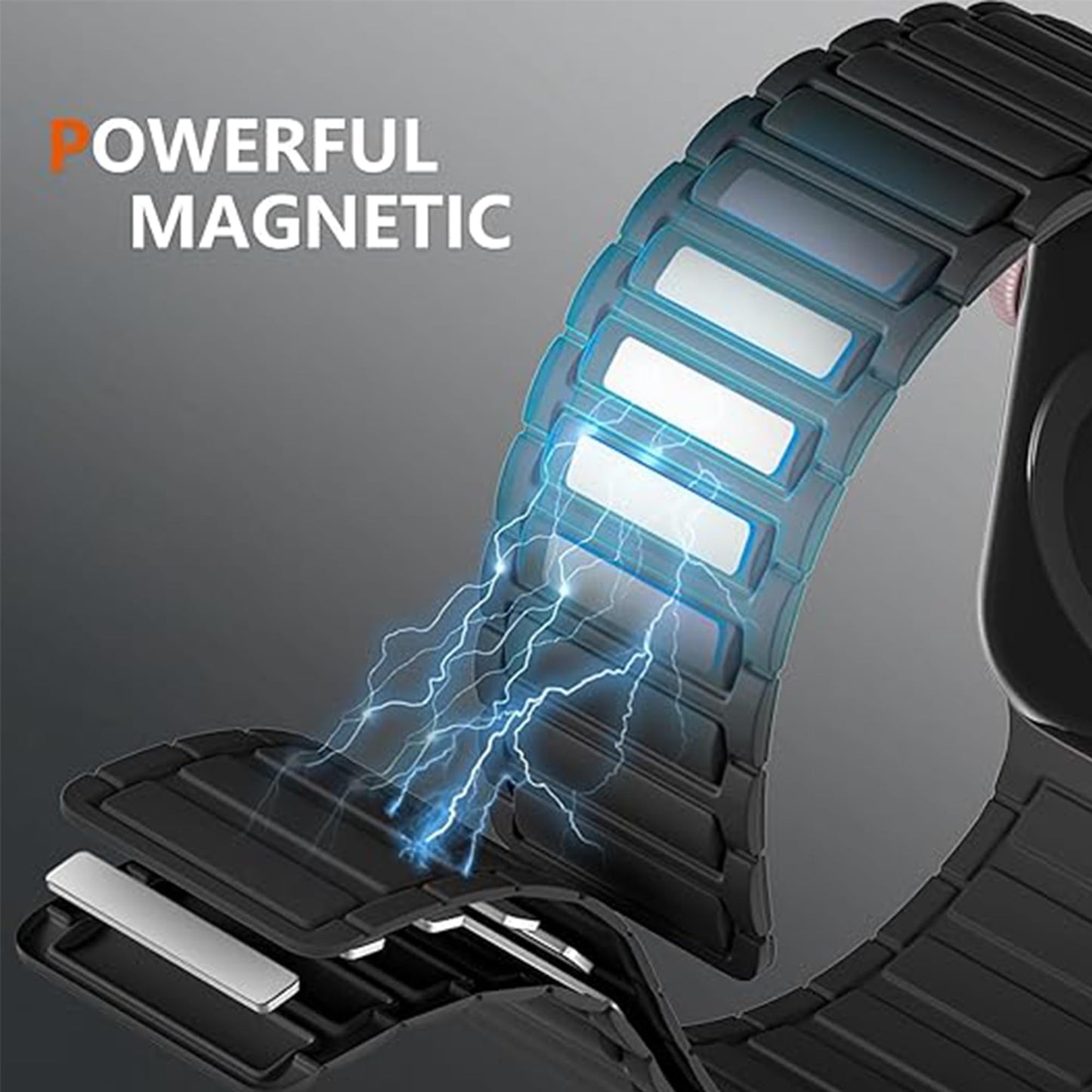 Lamshaw Compatible for Shock Clock 3 Bands, Magnetic Silicone Sport Strong Magnet Strap Watchband Compatible for Pavlok Shock Clock 3 (Black)