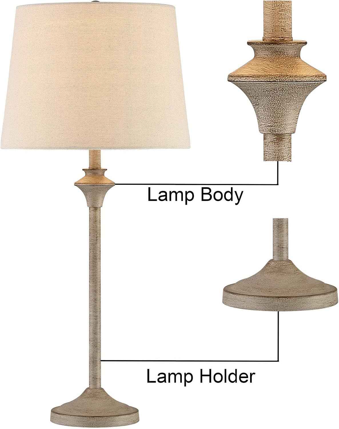Brass Gold Table Lamps Set of 2 - 26" Modern Buffet & Nightstand Lamps for Living Room, Bedroom, Office