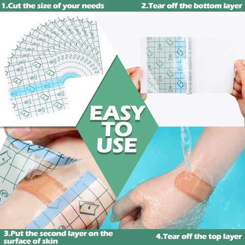 150 Pieces Stretch Adhesive Bandages Transparent Film Dressing Bandages Waterproof Adhesive