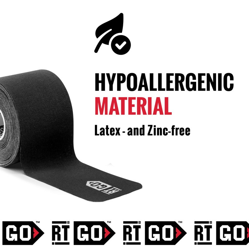 RockTape Go Extra-Sticky Adhesive Pre-Cut Kinesiology Tape (Black)