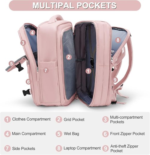 Coofay Expandable Travel Backpack - Airline Approved Waterproof Carry-On Bag for Men & Women