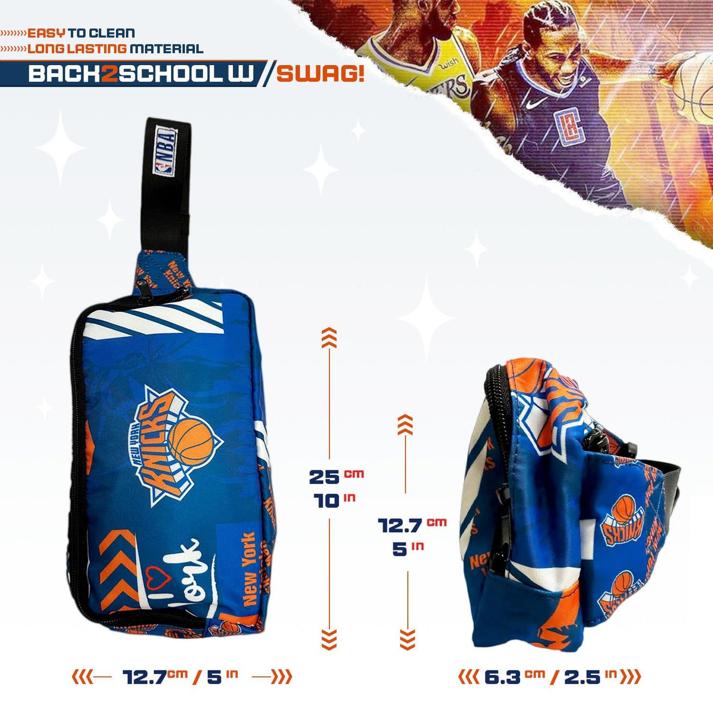 Pro Specialties Group New York Knicks Transformable 2-in-1 Mini Backpack: Convertible, Stylish, water-resistant travel belt bag.