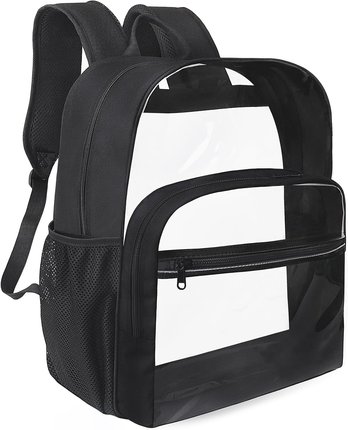 Skiennix Clear Backpack - Heavy Duty Transparent Bookbag | 18-Inch Black PVC School Bag