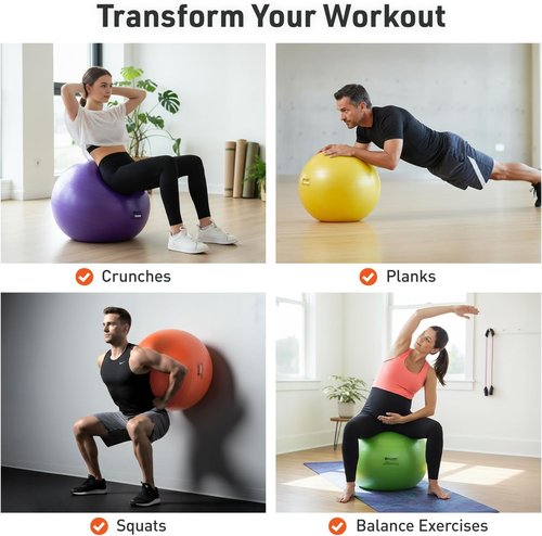 Body Sport Exercise Ball - Stability & Balance Trainer with Pump | Ideal for Home, Gym & Pilates