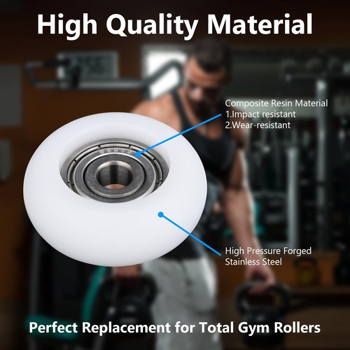Gym Replacement Wheel Fits for Total Gym Models 2000, 3000, Some 3000 XL, and a Few Very Early XL,Upgraded Set of 4 Rollers Kit