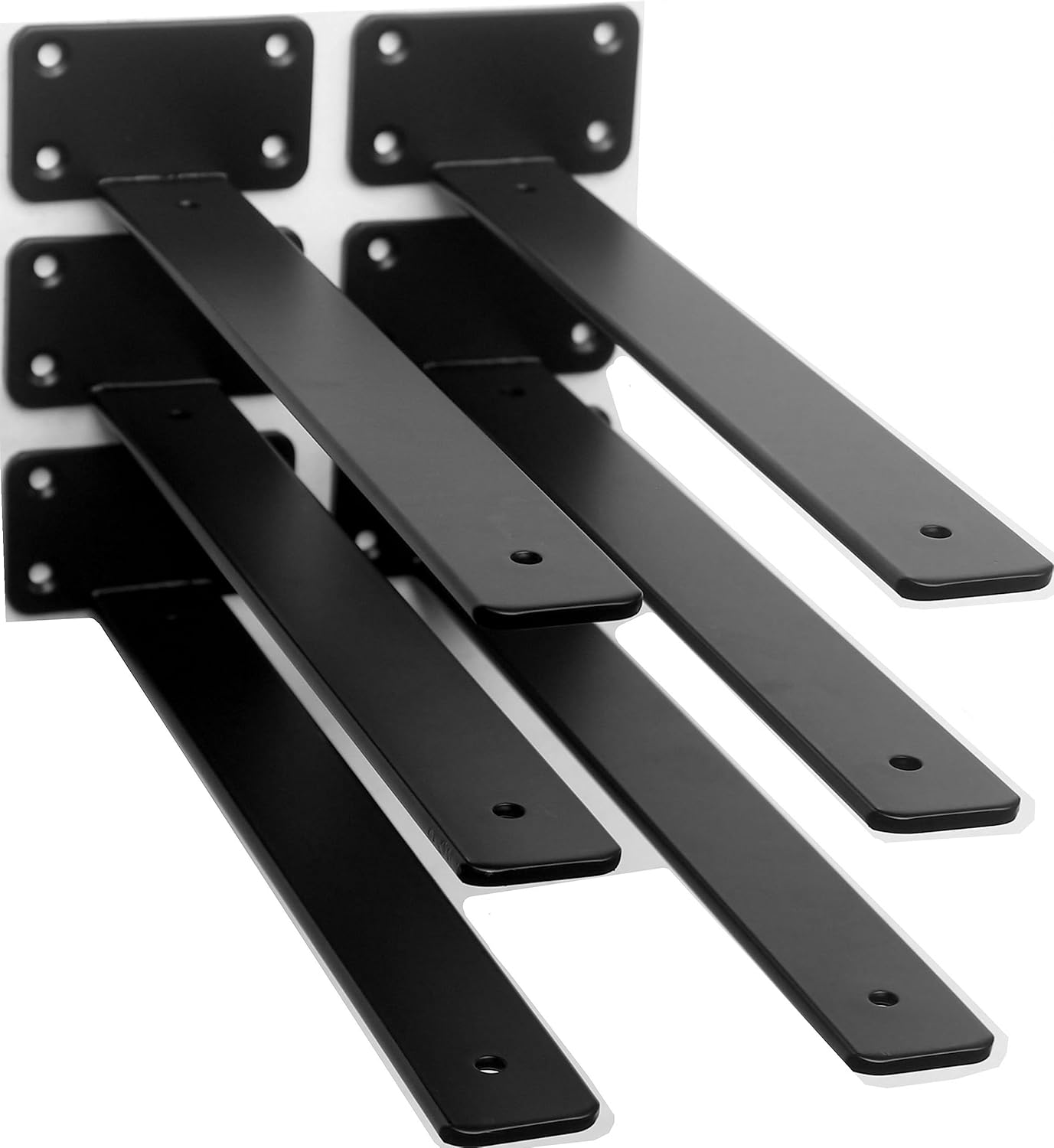 10-Inch Black Iron Floating Shelf Brackets - 12 Pack Rustic Industrial Support