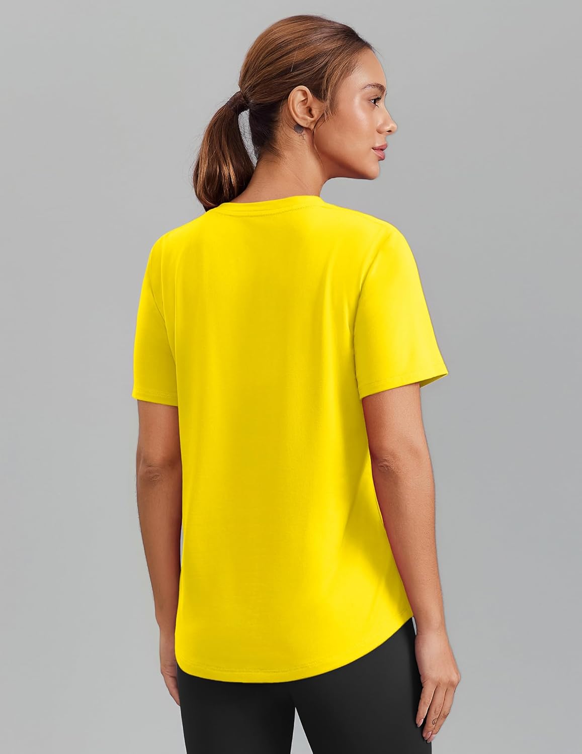 PINSPARK Soft Workout Tops for Women - Short Sleeve V-Neck with Moisture Wicking & UPF 50+ Sun Protection | Quick Dry Gym Shirt