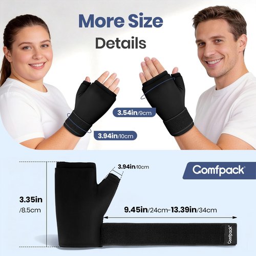 Comfpack Hand Ice Pack Glove, Soft Gel Thumb & Wrist Ice Pack Wrap Reusable Hot Cold Therapy Compress for Arthritis, Tenosynovitis, Swelling, Surgery, Tendonitis, Carpal Tunnel, Trigger Finger