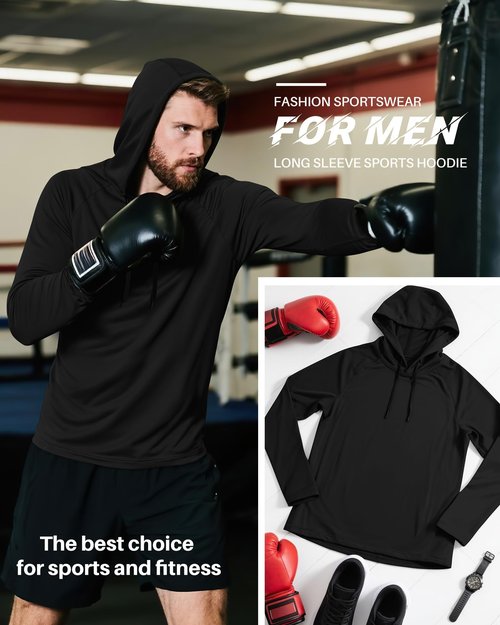 Ficerd 3 Pack Hoodies for Men Big and Tall, Lightweight Long Sleeve Workout Gym Running Fishing Pullover Hooded Sweatshirts(Gray, Dark Gray, Black,X-Large)