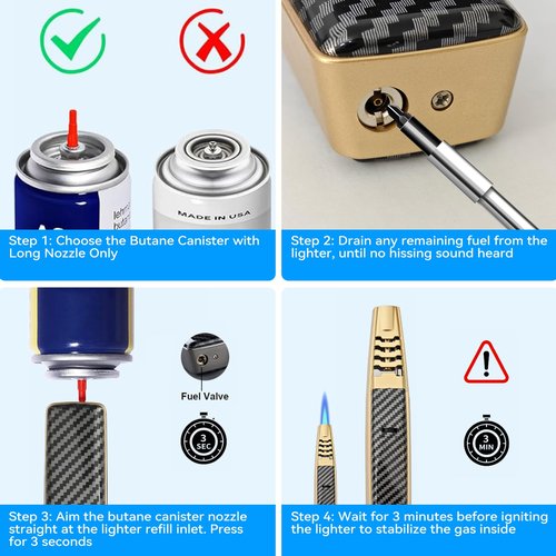 ZQMW Torch Lighter, Butane Lighter, Adjustable Big Jet Flame Butane Torch, Windproof Refillable Gas Long Torch Lighter with Safety Lock for Candle Grill Camping BBQ Kitchen Soldering, Gas Not Included