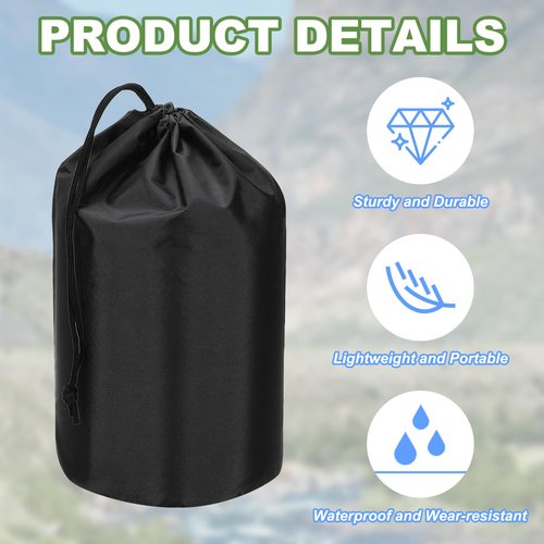 PATIKIL Stuff Sack, 2 Pcs 12 x 24 Inch Waterproof Outdoor Storage Sack Portable Drawstring Dust Flap Bag Lightweight Sleeping Bag for Camping Hiking Travel, Black