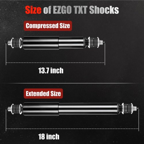 EZGO TXT Front and Rear Shocks Fit for EZGO TXT/Medalist 1994-UP, Golf Cart Shock Absorbers Replaces OEM #76418-G01, 70248-G01, 70324-G01, 76419-G01 2 PCS