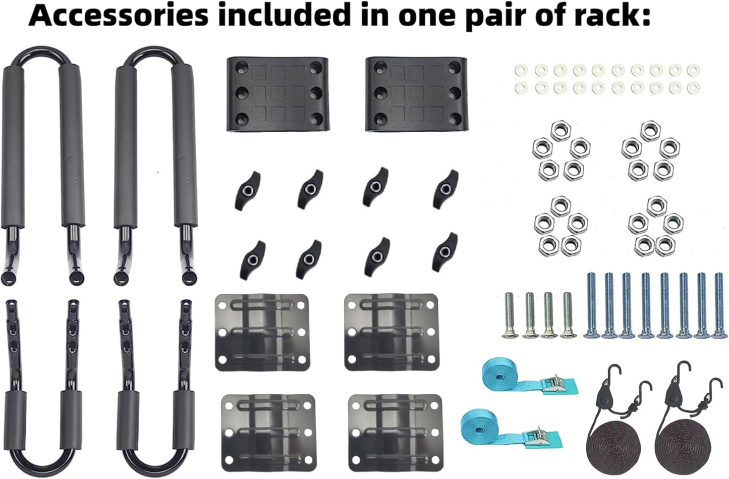 Skiennix Heavy Duty Kayak Rack - Includes 4 Ratchet Ties for Easy Car Roof Mounting | J-Bar Design