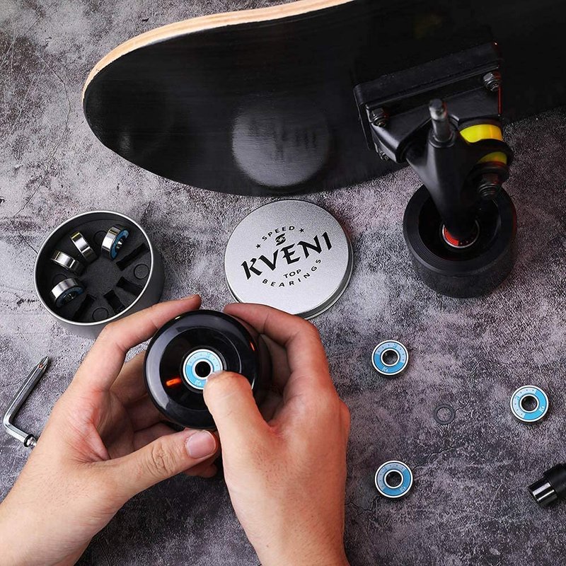 Ceramic Skateboard Bearings, 608rs Skate Bearing, Pro Longboard Bearings ABEC | Skate Tool All-in-One, Skateboard T Tools Accessory - with T-Type Allen Key and L-Type Phillips Head Wrench Screwdriver
