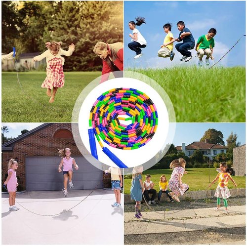 Long Double Dutch Jump Rope - 16 Ft | 2 Pack Beaded Skipping Rope for Kids & Adults
