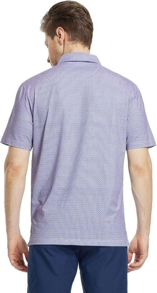 M MAELREG Men's Golf Polo Shirt - Short Sleeve, Moisture-Wicking, Performance Print Design