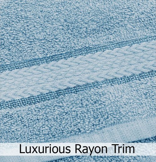 COTTON CRAFT Ultra Soft 6-Piece Towel Set | 100% Cotton Quick-Dry Bath Towels, Hand Towels & Washcloths - Light Blue