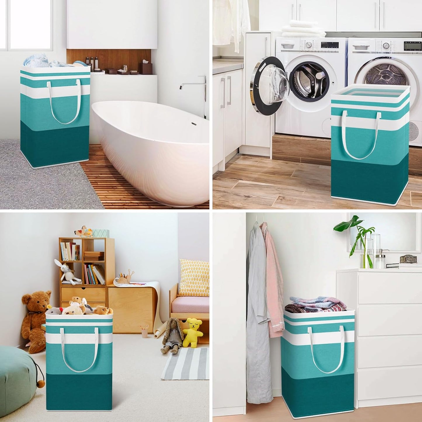 Waterproof 100L Laundry Basket Set - Collapsible Freestanding Hamper with Extended Handles - 2-Pack Gradient Grey for Clothes & Toys
