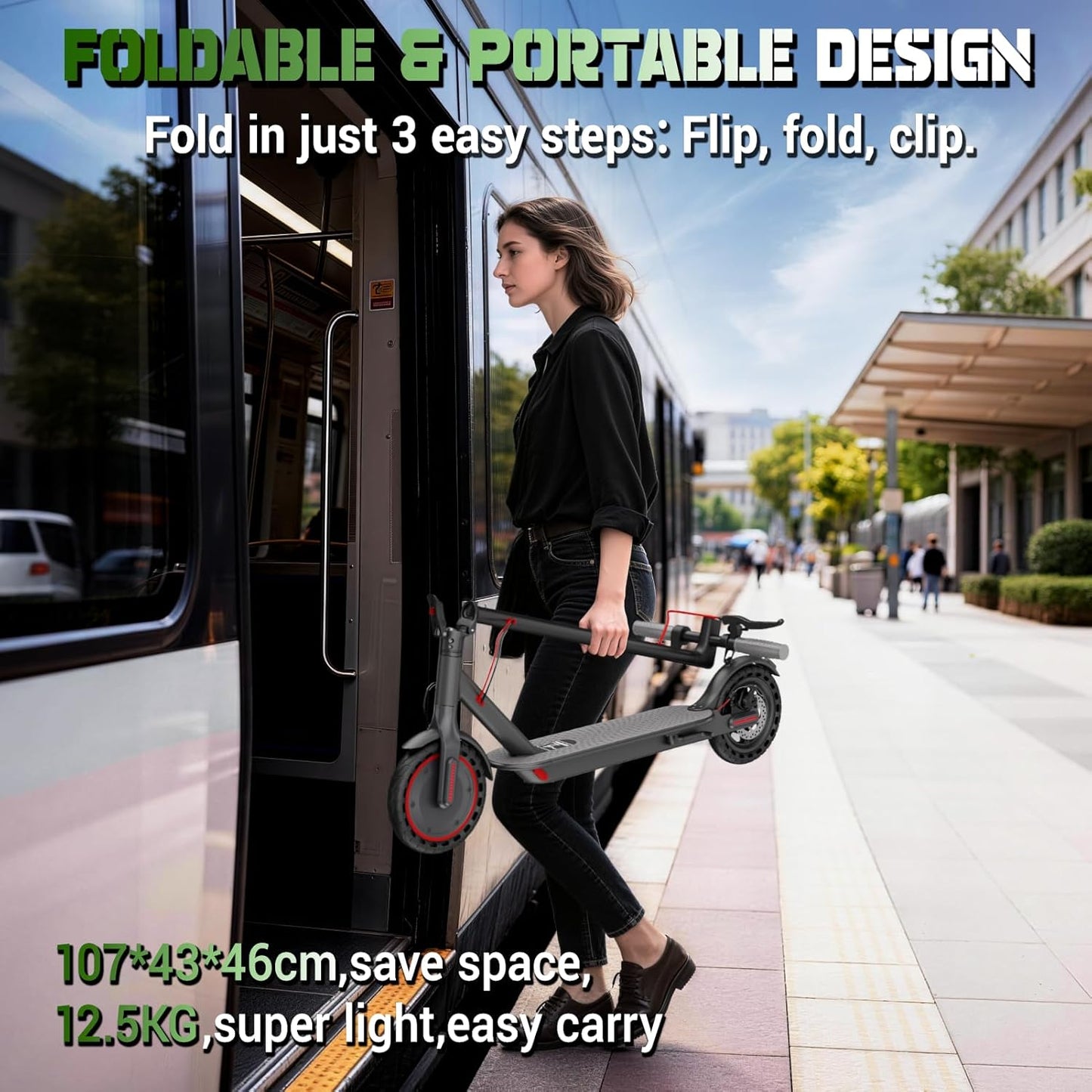 Roinside Electric Scooter - High-Speed Commuting Scooter with Solid Tires & Long Range | 350W/500W Motor, Up to 24 Miles