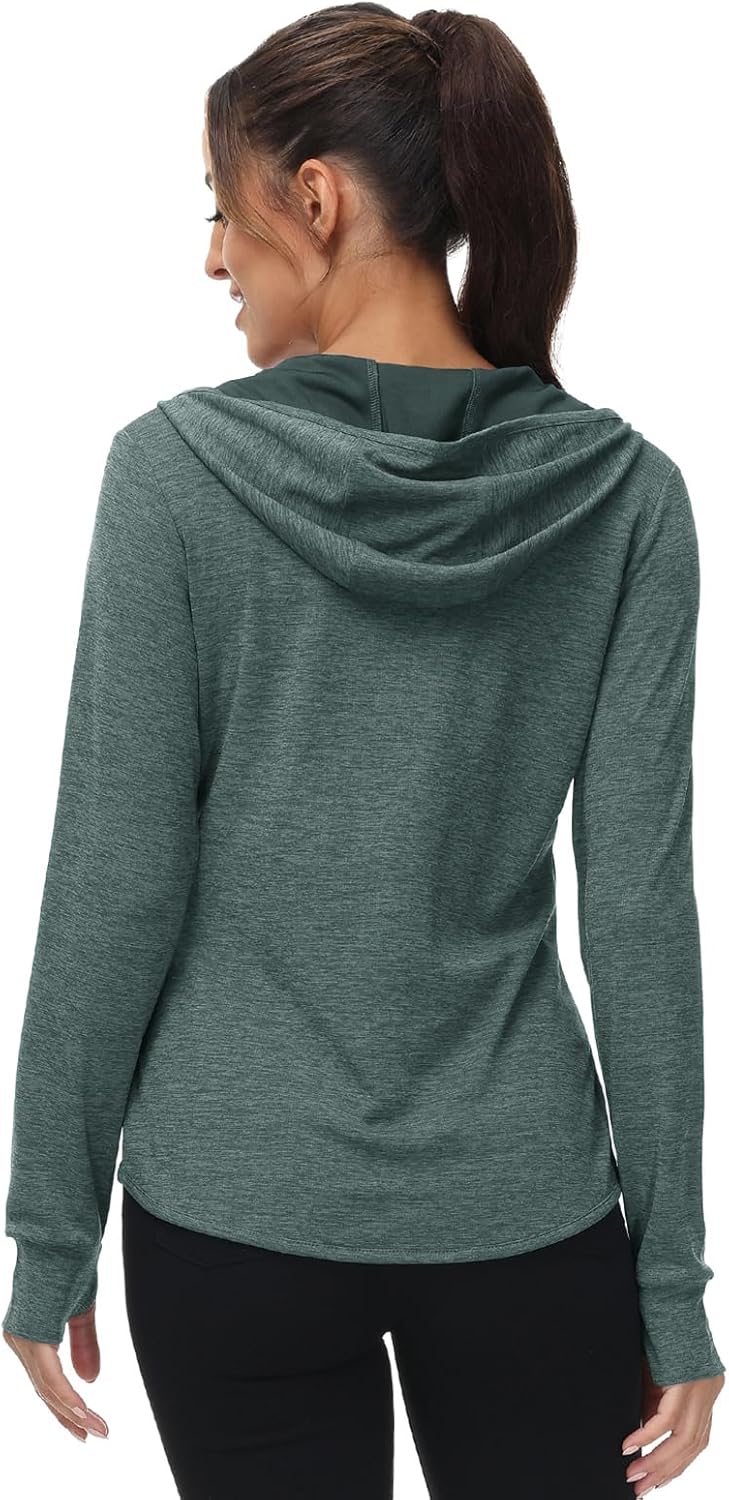 TBMPOY Women's Sun Protection Hoodie - UPF 50+ Lightweight Long Sleeve Zip Jacket for Hiking & Outdoors