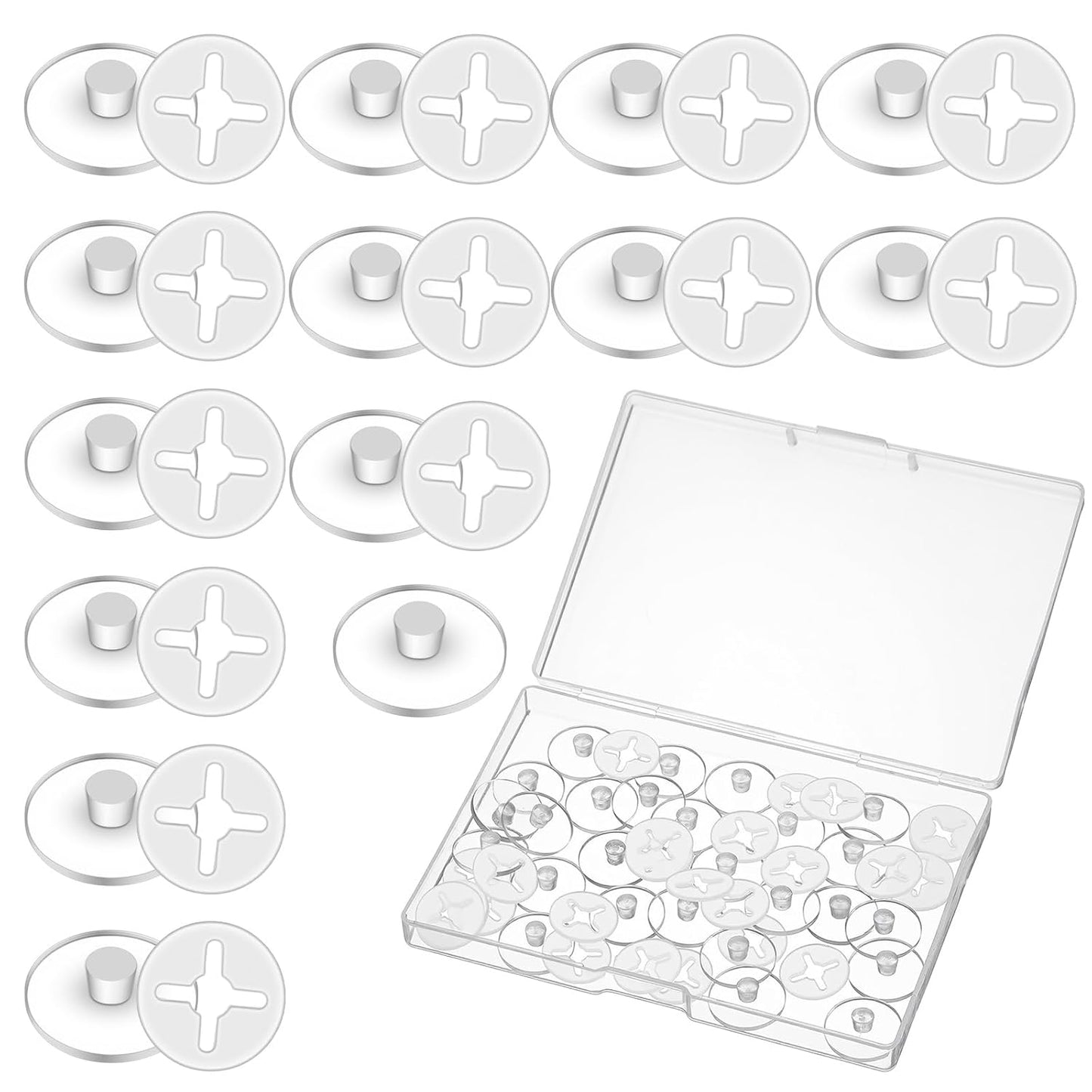 Skiennix 24 PCS Clear Bib Snaps - Reusable Race Number Buckle Fixing System for Runners & Triathlons