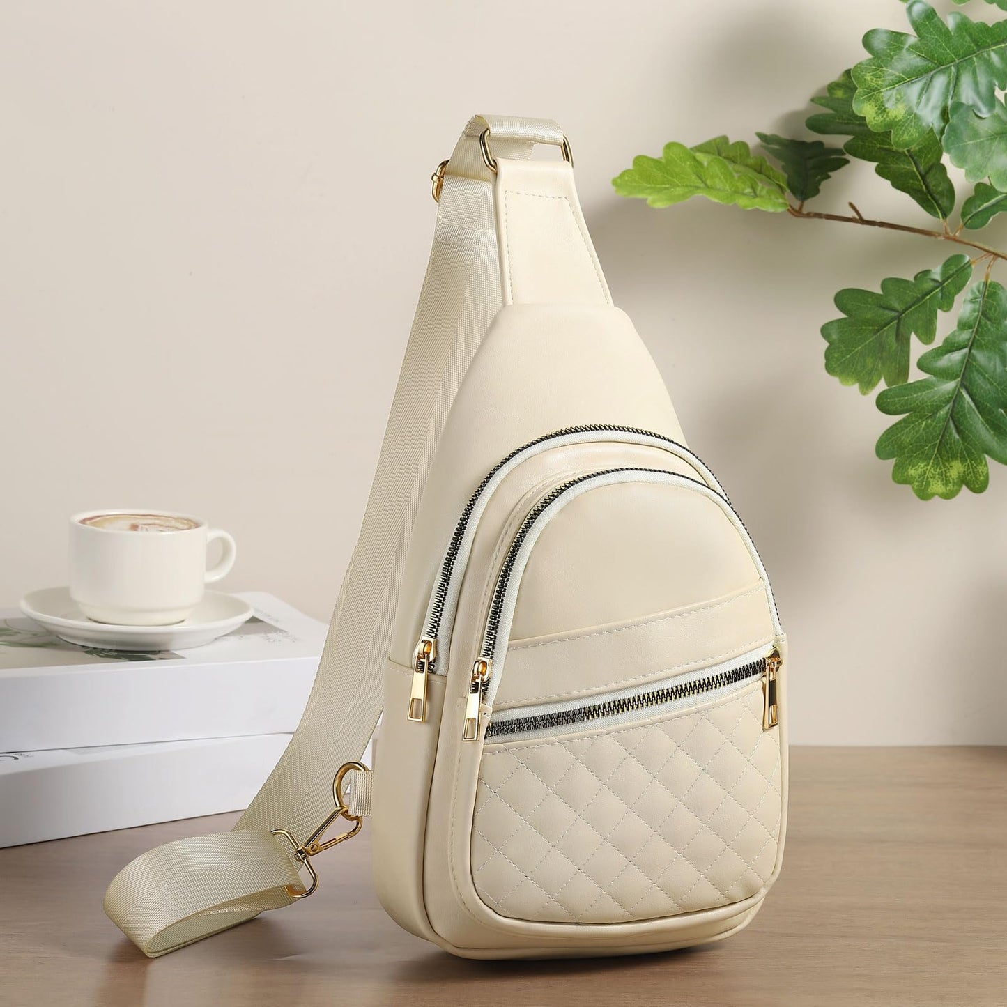 SUIKIHUM Anti Theft Mini Sling Bag, PU Leather Convertible Cross Body Bags, Lightweight One Strap Casual Pack
