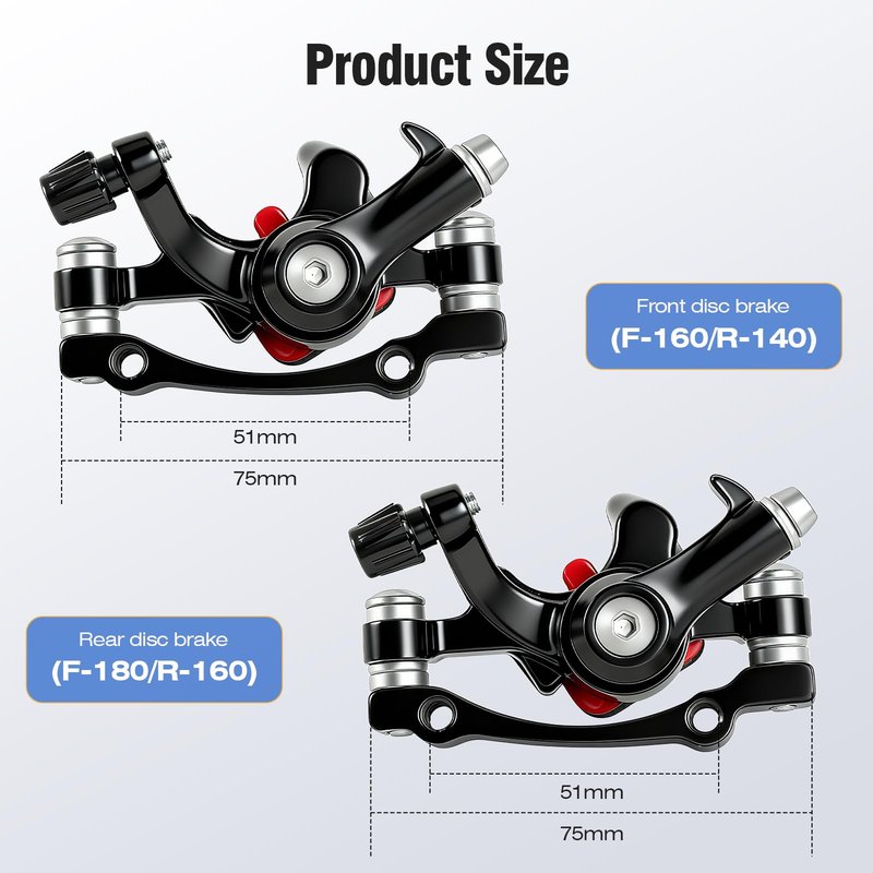 OAMCE Bike Disc Brake Caliper – Aluminum Mechanical Front and Rear Calipers, Durable Bicycle Brake Replacement Kit Compatible with Road Bikes, Mountain Bikes, and Folding Bikes