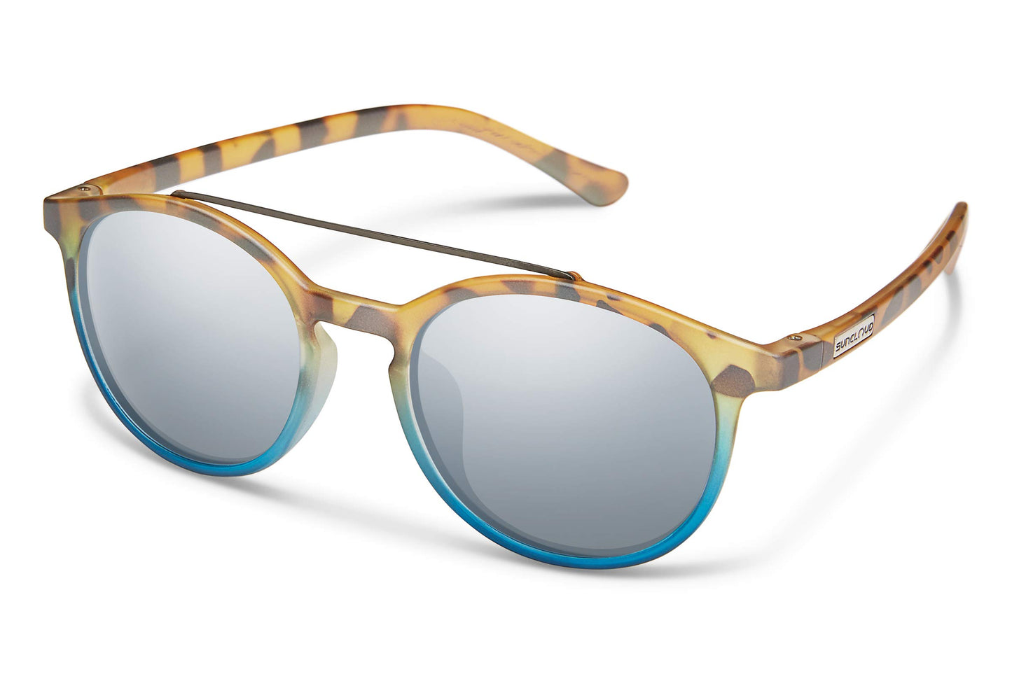 Suncloud Belmont Polarized Sunglasses, Matte Tortoise Blue Fade / Polarized Silver Mirror, One Size