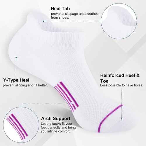 Heatuff Women's Ankle Running Socks - Cushioned Anti-Blister Design | 7 Pairs Low Cut