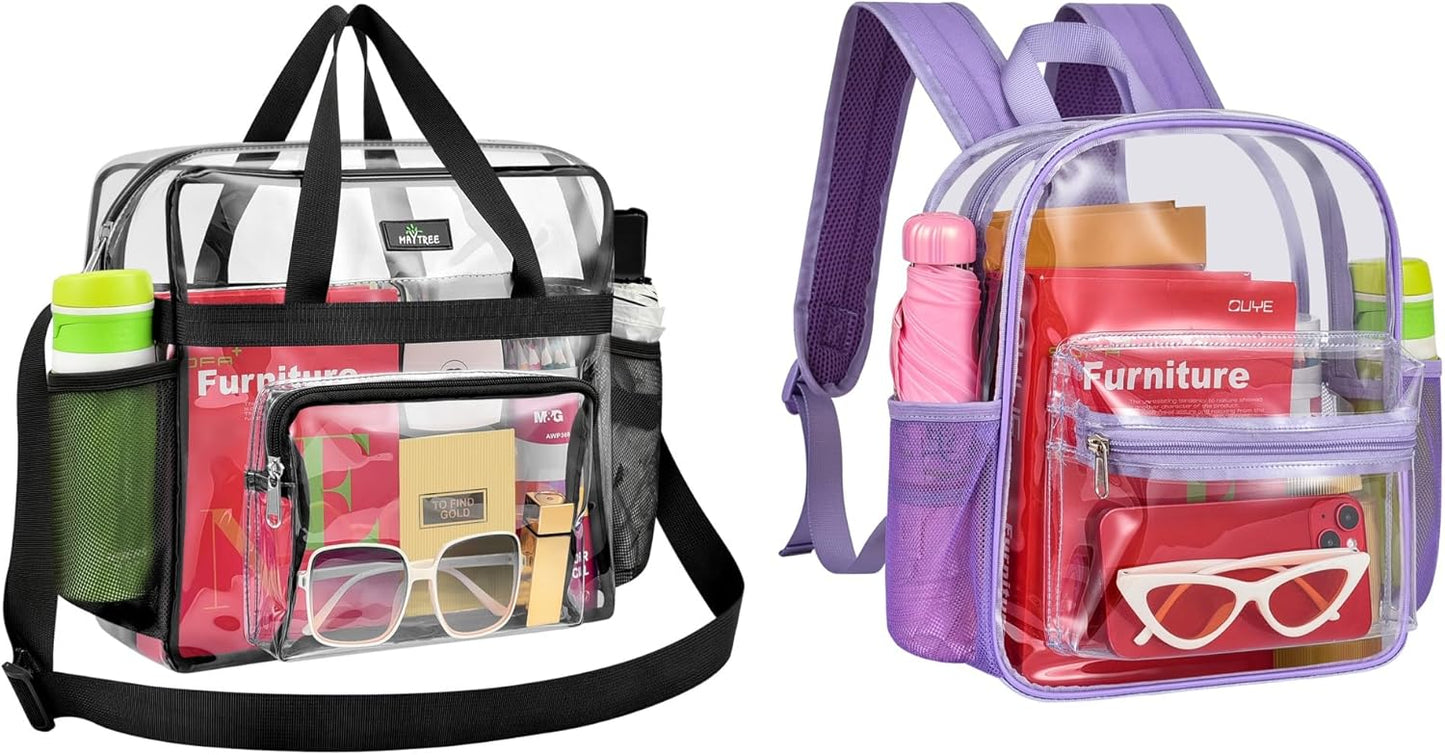 MAYTREE Clear Stadium Bag - Perfect for Concerts, Festivals & Sports Events | Durable & Spacious