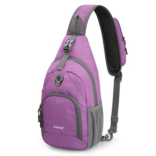 G4Free Sling Bag Backpack Chest Shoulder Bag Anti Theft Crossbody Gym Daypack with Earphone Hole for Outdoor Cycling Travel Hiking Men Women, Light Purple